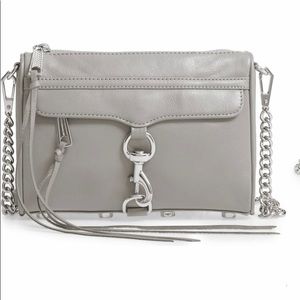 Rebecca Minkoff gray leather bag with silver hardware